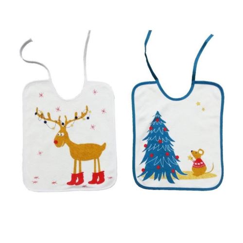 Babycalin Noël Rennes Pack de 2 Bavoirs 28 x 32 cm