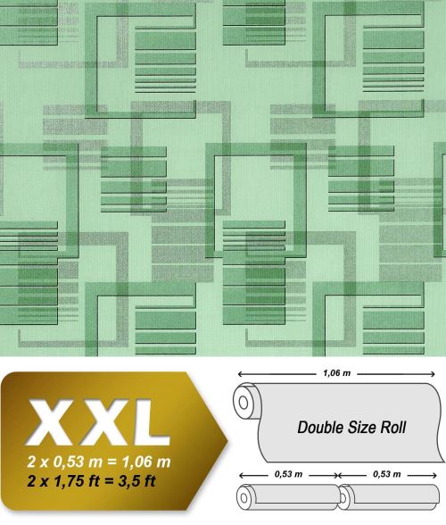 XXL Papier peint intissé EDEM 609-95 Design abstrait années 70 motif carrés rétro effet 3D vert menthe gris | 10,65 m2