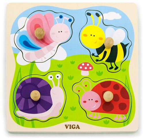 Viga Toys puzzle en bois insectes 4 pièces