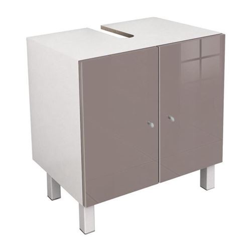 Berlioz Creations MSLTAUPE Meuble Salle de Bain sous-Lavabo Haute Brillance Taupe