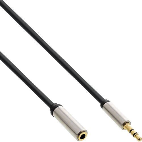 InLine 99231 Slim Câble Audio stéréo, Jack 3,5 mm mâle/Femelle Noir 1 m