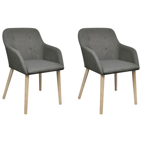 Chaises de salle &agrave; manger 2pcs gris clair tissu et ch&ecirc;ne massif