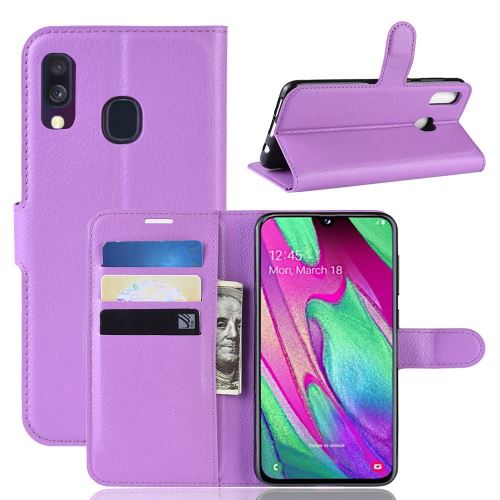 Etui en PU avec 3 emplacements pour cartes violet pour votre Samsung Galaxy A40