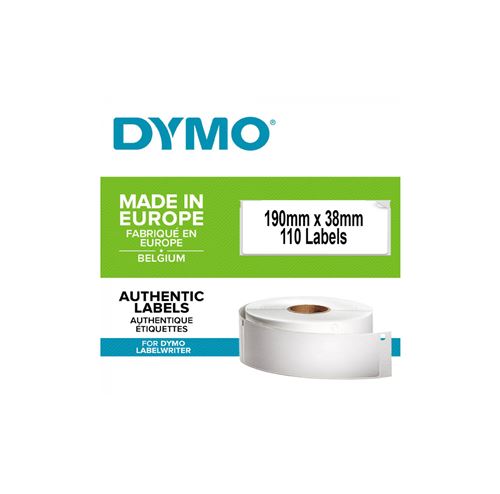 DYMO LabelWriter - Noir sur blanc - 190 x 38 mm 110 étiquette(s) (1 rouleau(x) x 110) étiquettes pour classeurs à levier - pour DYMO LabelWriter 310, 320, 330, 330 Turbo, 400, 400 Duo, 400 Turbo, 400 Twin Turbo