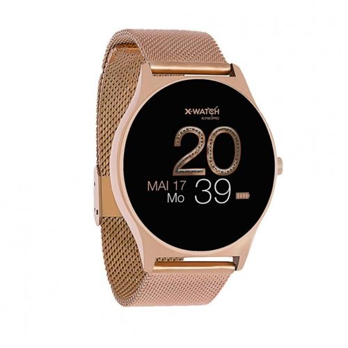 X-WATCH Joli XW Pro Montre connectée pour Femme Or Rose – Montre connectée pour Femme, iOS – Podomètre Montre pour Femme – Fitness
