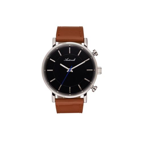 Montre Mixte Antoneli Cadran 40mm En Leather Noir Et Bracelet Marron En Acier AG6182-04