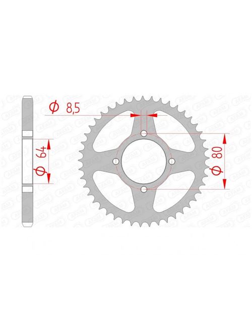 Couronne AFAM 45 dents acier standard pas 428 type 12200