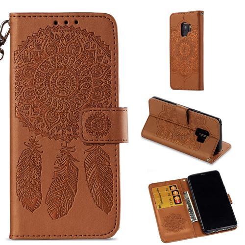 Etui en PU attrapeur de rêves marron pour votre Samsung Galaxy S9 SM-G960