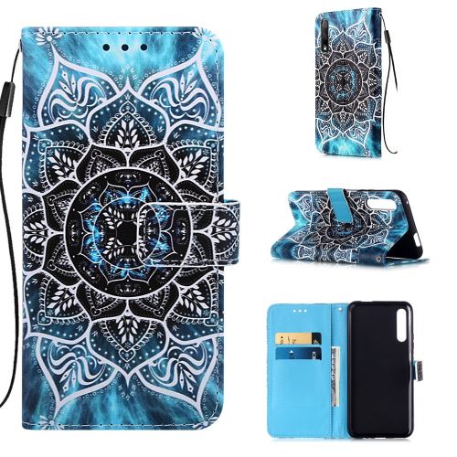 Etui en PU impression de modèle motif de fleurs pour votre Huawei Honor 9X/9X Pro