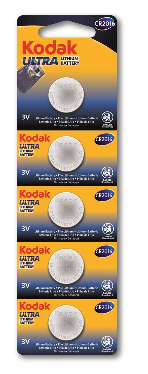 KODAK - Pile - Ultra Lithium - CR 2016 - pack de 5