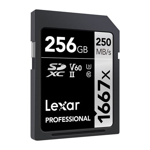 Lexar carte sdxc 256 go 1667x professional 250 mo/s classe 10 uhs-II u3