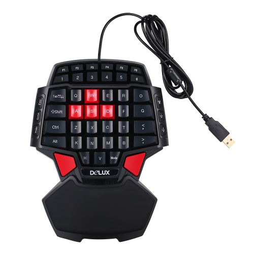 KKmoon Delux T9 Clavier de jeu USB Filaire Professionnel Clavier Esport à une main 47 Touches avec rétro-éclairage LED à 3 niveaux