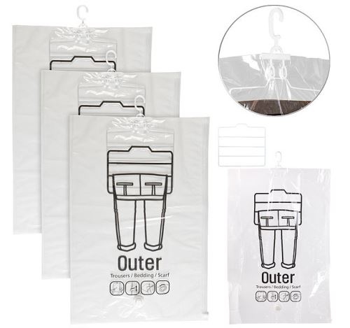 Sacs de mise sous vide pour vêtements (x3) - Avec porte-pantalons