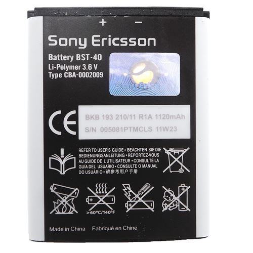 Batterie d'origine sony ericsson bst40 pour p1 p990 z555i