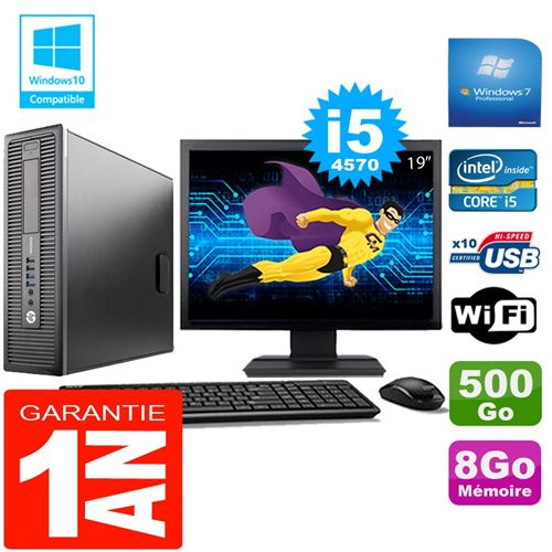 Pc hp elitedesk 800 g1 sff core i5-4570 8go disque 500 go wifi w7 ecran 19' État correct - Hewlett-Packard reconditionné disponible sur Fnac