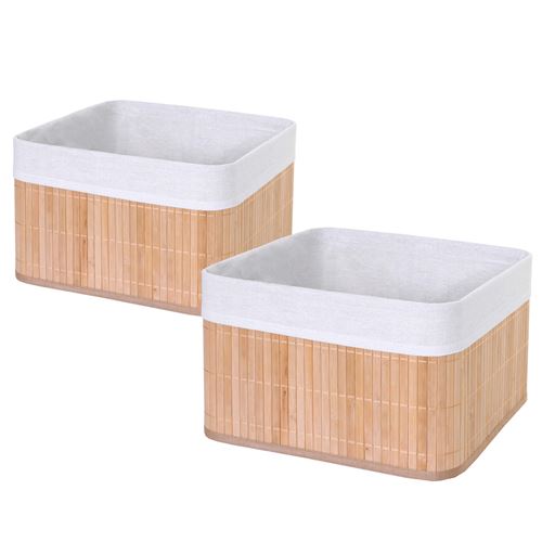 2x boîte de rangement MENDLER HWC-C21, bambou nature