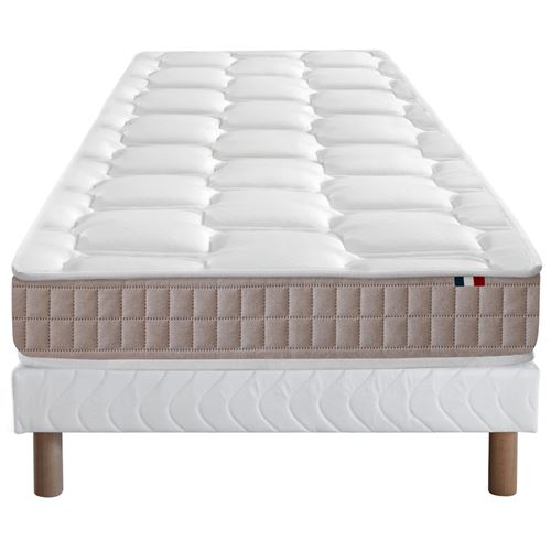Ensemble matelas 100% latex5 zones sommier blanc 80x200