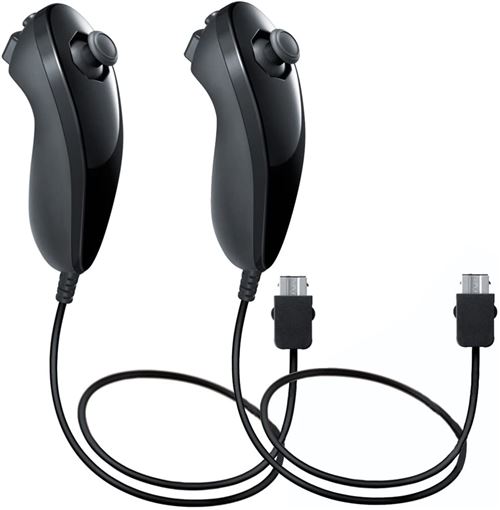 2pcs Nunchuk wii Noire compatible pour Manette Nintendo Wii - QUMOX®