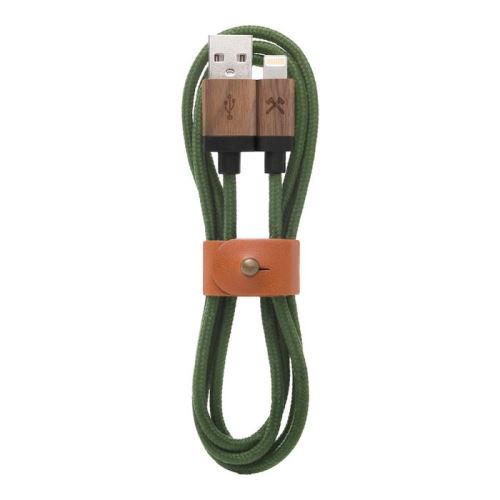 Câble de chargement pour Produits Apple Lightning, iPhone, iPad, iPod en Bois Véritable & Nylon noix, vert Woodcessories EcoCable