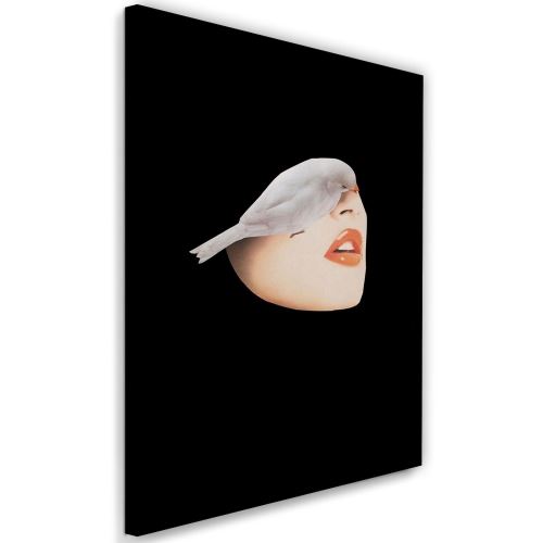 Feeby Tableau sur toile Impression moderne, Collage femme avec oiseau 50x70 cm