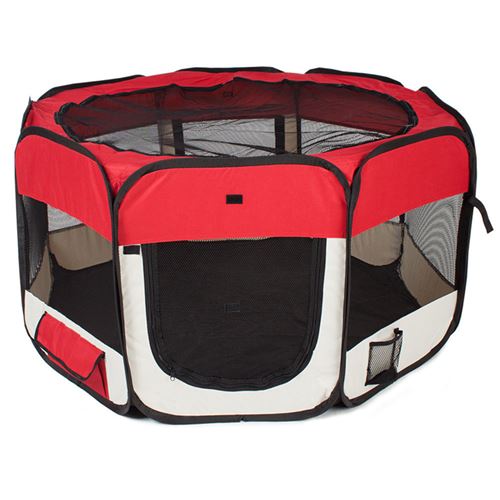 Comparer les prix de Clôture détachable amovible pour animaux de compagnie, ronde à huit côtés rouge HOMBUY