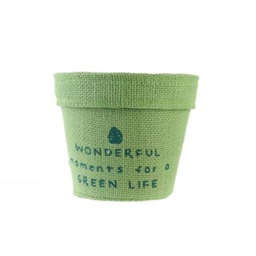 Cache pot en jute plastifié Little Garden - Diam. 9 cm - Vert clair