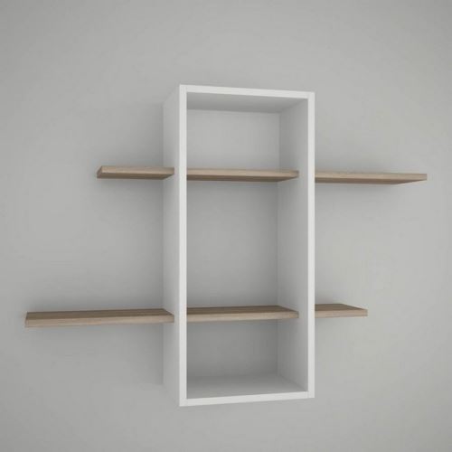 Étagère Giglio Moderne Blanc, Chêne - Pour Chambre, Séjour, Bureau - Soutien, Mur