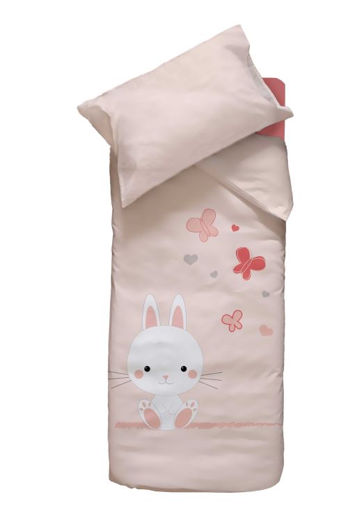 Domiva Housse De Couette Taie D Oreiller Pour Lit Bebe 100 Coton Popeline Parure De Lit Rose Motifs Lapinou Lapin Blanc Dimensions 100 X 140 Cm Gigoteuses Nids D Ange Achat Prix Fnac