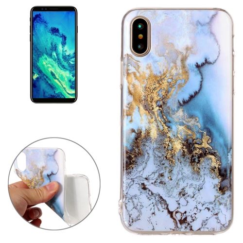 iPhone X Coque Protection TPU Bleu Marbré ALS48282