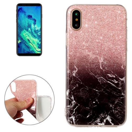 iPhone X Coque Protection TPU Noir Marbré ALS48344