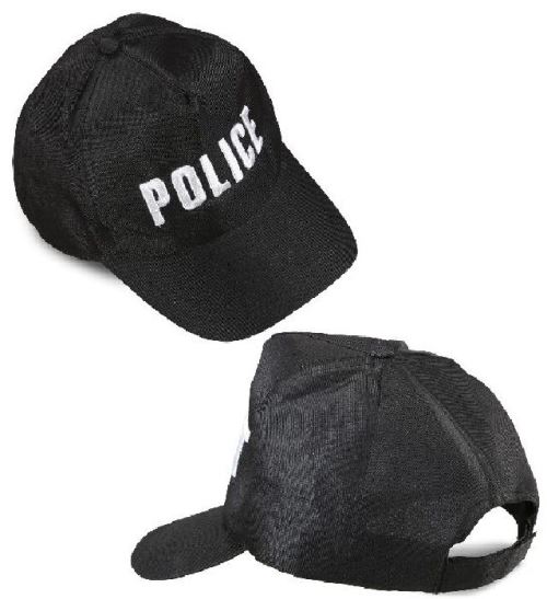 Casquette noire ajustable brodée police