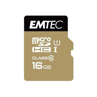 EMTEC Gold+ - Carte mémoire flash (adaptateur SD inclus(e)) - 16 Go - Class 10 - micro SD - or - 1