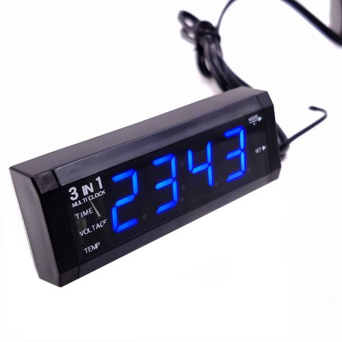 Voltmètre Numérique de Voiture 3en1 : Voltage Batterie + Heure + Thermomètre