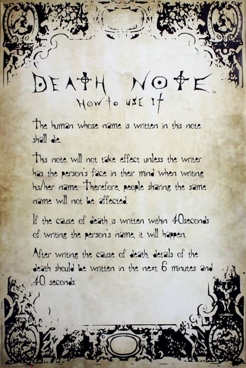 Maxi poster Death Note Rules 61x91,5cm