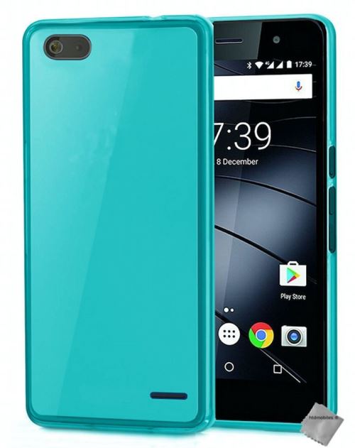 Housse etui coque pochette silicone gel fine pour Gigaset GS100 avec film ecran - BLEU