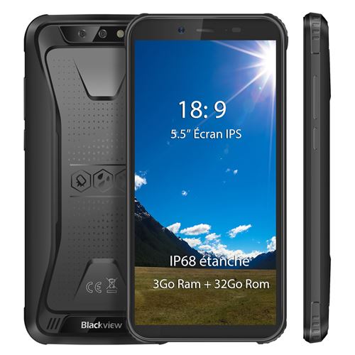 Smartphone 4G Blackview BV5500 Pro IP68 étanche 5,5 Écran(18:9 Ratio) 3Go RAM 16Go ROM 4400mAh Batterie Téléphone portable - Noir