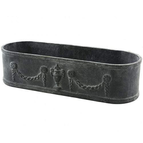 L'Héritier Du Temps - Grande jardiniere de balcon ou fenêtre balconnière vasque longue bac en fonte grise 15x21x60cm