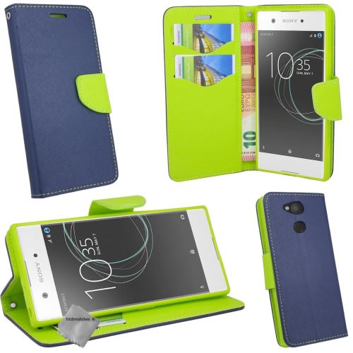Housse etui coque pochette portefeuille pour Sony Xperia XA2 Plus avec film ecran - BLEU / VERT