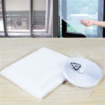 Rideau moustiquaire en polyester avec velcro à coller Filet anti moustique blanc pour fenêtre et velux Xclou Moustiquaire de fenêtre 1 x 1 m sans perçage 