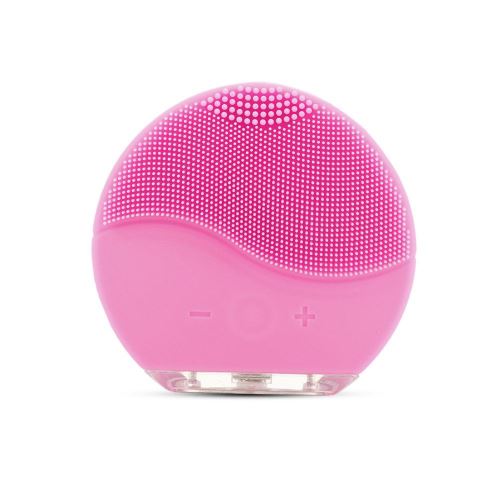 Brosse de nettoyage pour nettoyeur de pores, instrument de nettoyage de visage de silicone électrique de charge USB (rose)