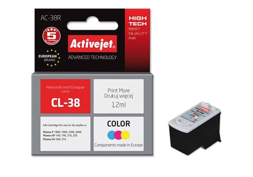 Cartouche d'impression Activejet pour Canon CL 38 C Y - vue 2