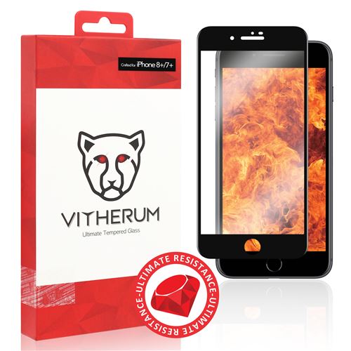 VITHERUM Ruby pour iPhone 8 + / 7 + Verre trempé le plus résistant au monde,incurvé 3D, résistance ultime à 940mJ & 9H, anti rayures, Garantie à vie