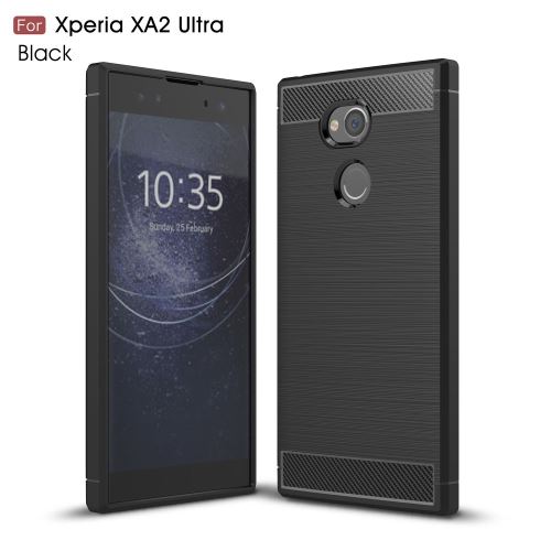 Coque en TPU fibre de carbone noir brossé pour Sony Xperia XA2 Ultra