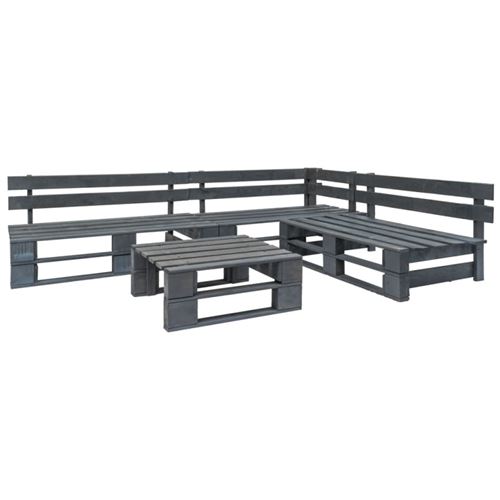 Vidaxl Gris Salon De Jardin Palette 4 Pcs - Bois - Image 2