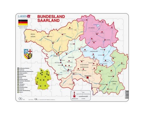 Puzzle 70 Pièces : Puzzle Cadre - Bundesland : Saarland (en Allemand), Larsen
