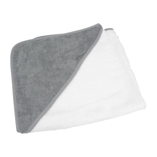 A&R Towels - Serviette à capuche moyenne pour bébé / enfant en bas âge (Taille unique) (Blanc / Gris foncé) - UTRW6035