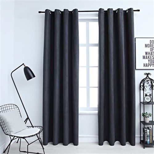 vidaXL Gordijnen verduisterend met ringen 2 st 140x175 cm antraciet