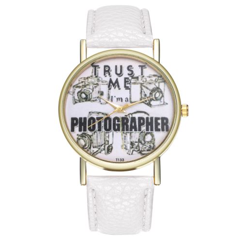Nouvelle montre d'explosion de mode coréenne montre bracelet à quartz en cuir montre T133-Ablanc