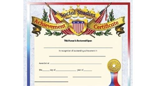 Social Studies Achievement Certificate (Set of 30)