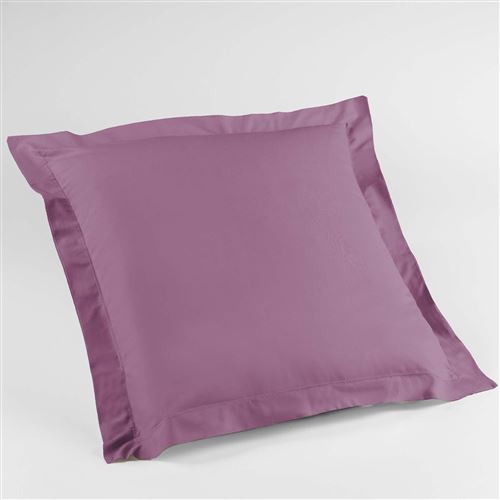 Taie d'oreiller volant plat 63 x 63 cm uni 57 fils lina +point bourdon Violine